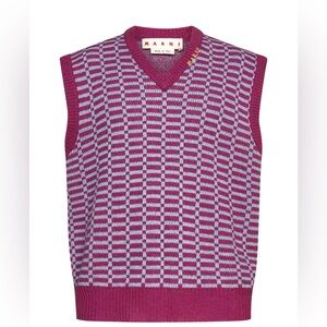 Marni Purple and Blue V-Neck Sweater